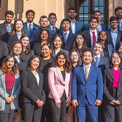 Graduate Ambassador students 2023/24 in front of Anderson Hall, Link to contact ambassadors